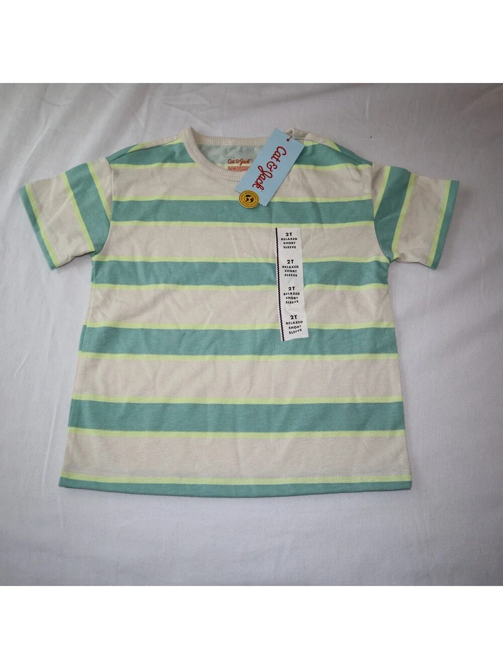 Cat & Jack Boys Short Sleeve Striped T-Shirt Size 2T Beige